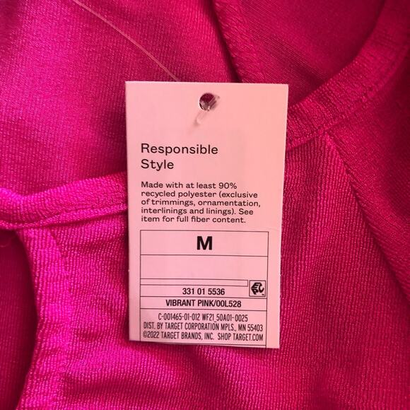 Wild Fable NWT Womens Trendy Cut-Out Sleek Bodysuit Bold Vibrant Pink Sz Medium - Picture 9 of 10